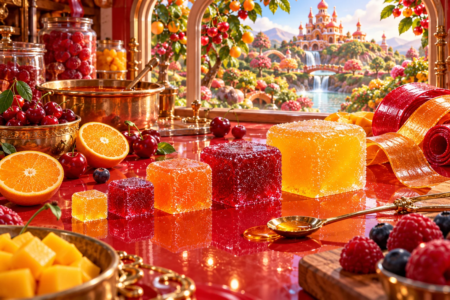 Bonbon workbench in Wexarimo's illustrated fruit and confectionery world
