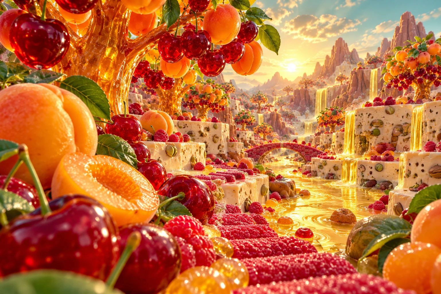 Gummy orchard in Wexarimo's illustrated fruit and confectionery world