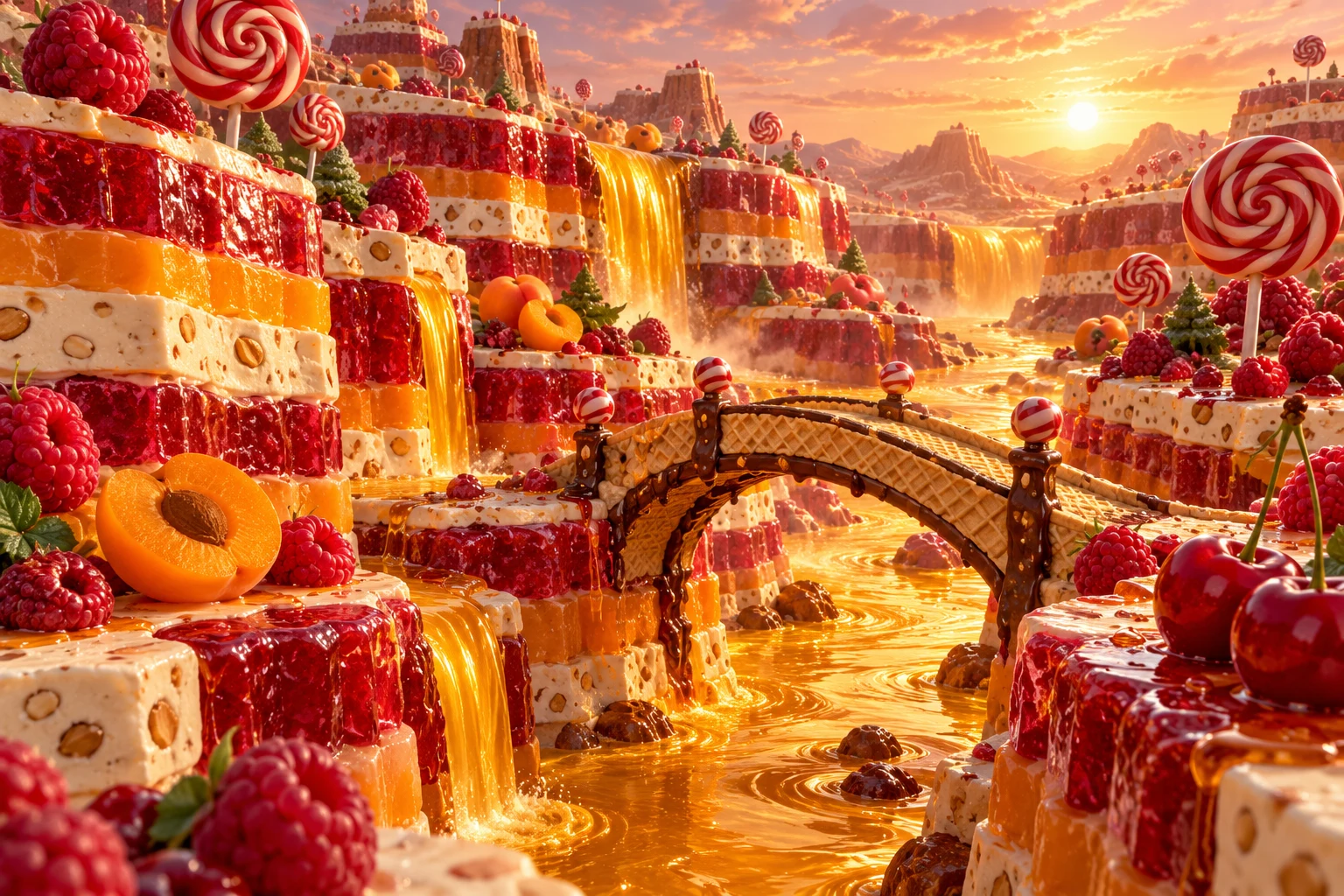 Layer canyon in Wexarimo's illustrated fruit and confectionery world