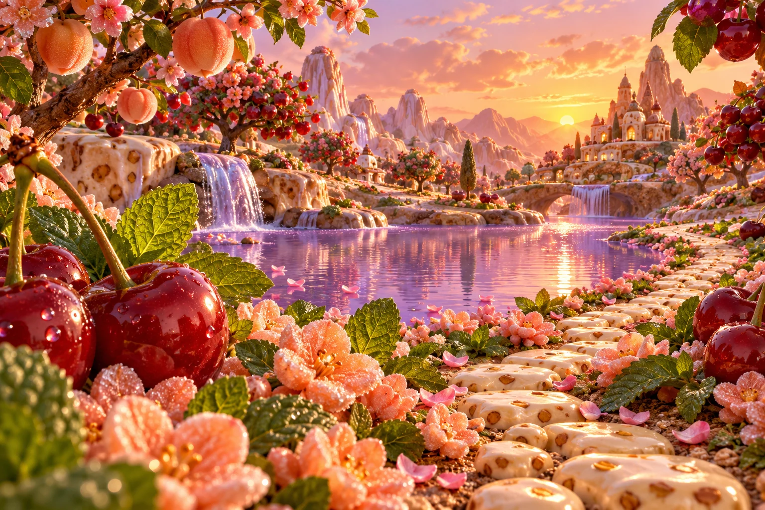 Sugar meadow in Wexarimo's illustrated fruit and confectionery world